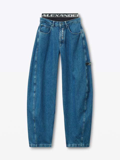 Pre-Styled Rounded Jeans with Underwear Waistband