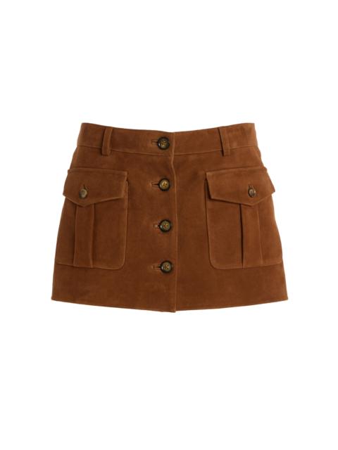 Goatskin Suede Mini Skirt brown