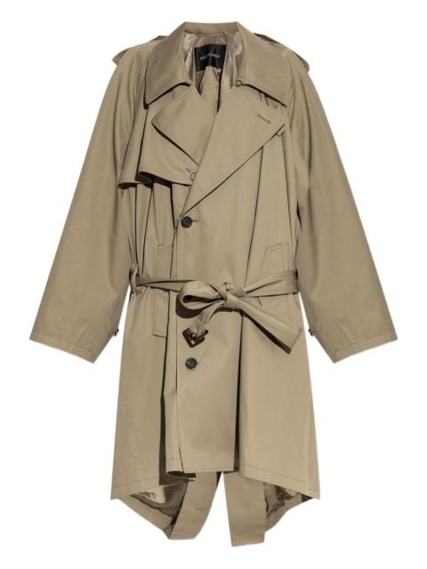 belted double-breasted trench coat