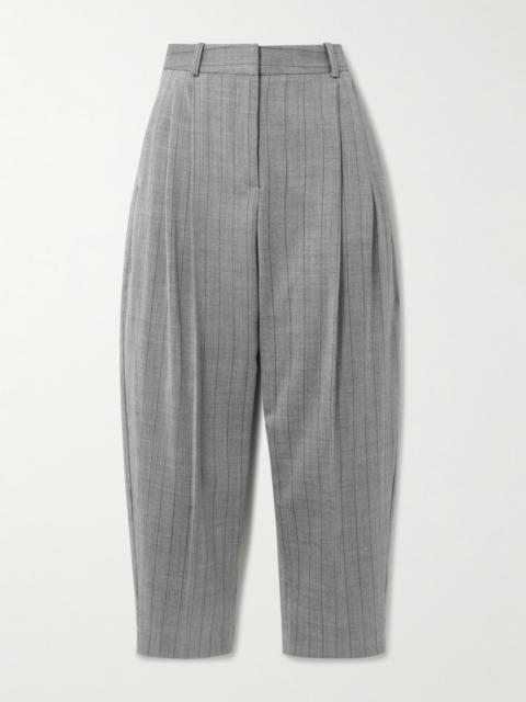 Cropped Pleated Pinstriped Wool-blend Twill Tapered Pants