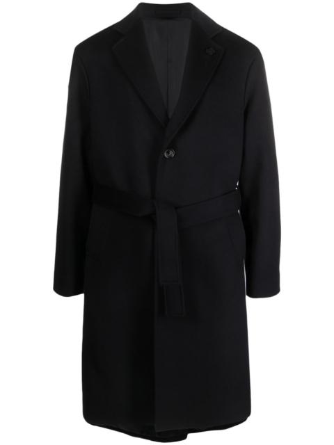 tied-waist wool coat