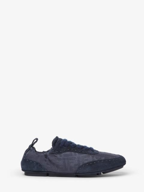 Fendi Fit sneakers Dark blue FF Nylon and suede low-tops