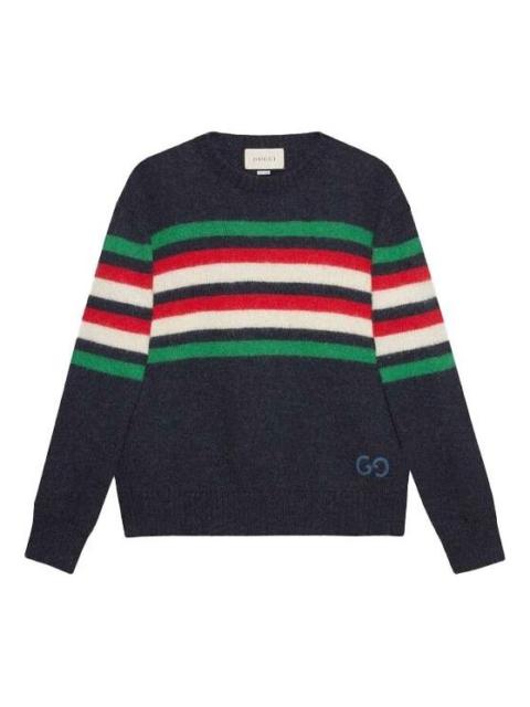 Striped wool alpaca sweater with GG