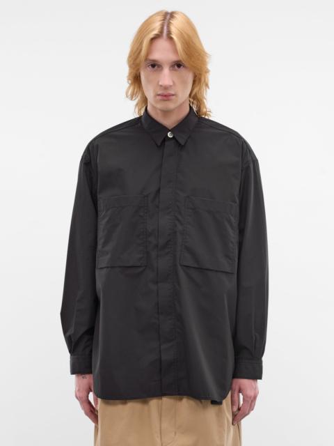 Black Cotton Zip Shirt