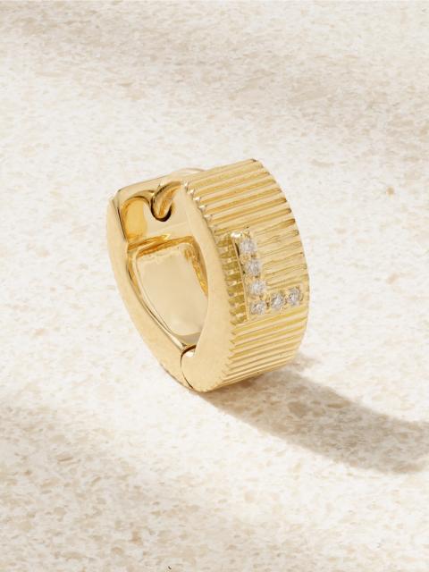 Initial 18-karat Gold Diamond Single Hoop Earring