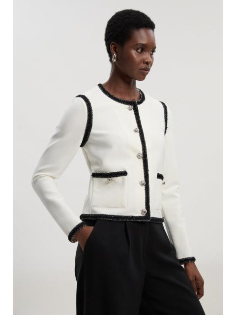 Figure Form Bandage Trim Detail Knit Jacket