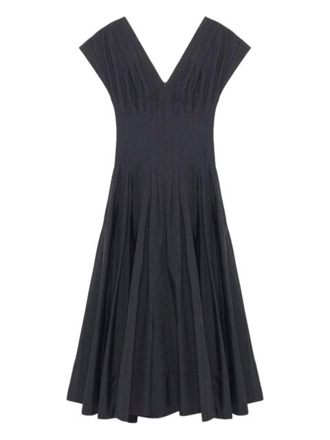 pleated V-neck dress