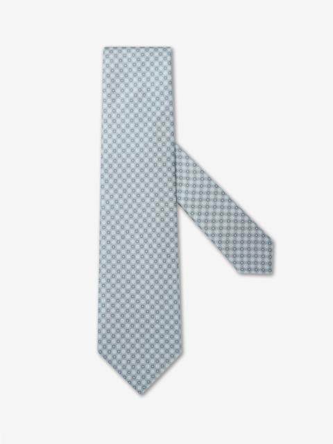 Sea green pure silk tie with a micro floral pattern