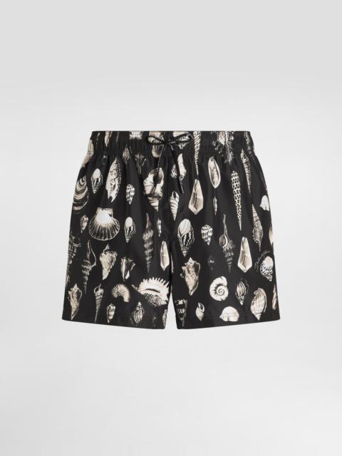 Shell-print short swim boxer shorts
