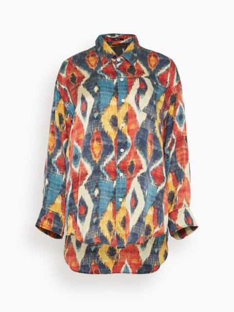 Drop Neck Shirt in Red Multicolor