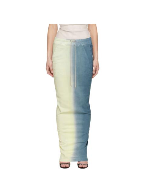 Blue & Off-White Pull On Pillar Maxi Skirt