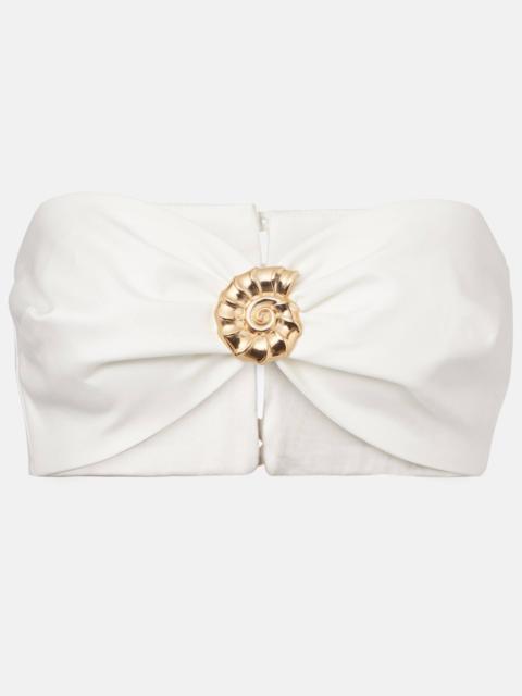 Embellished cotton-blend bandeau top