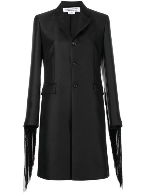 fringe-sleeve single-breasted coat