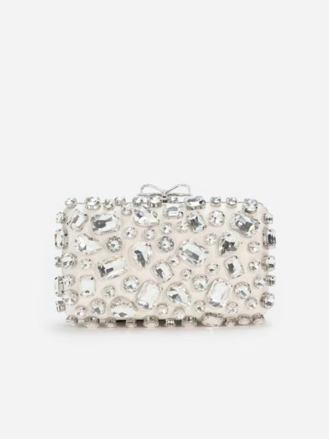 Cream Satin Crystal Clutch Bag