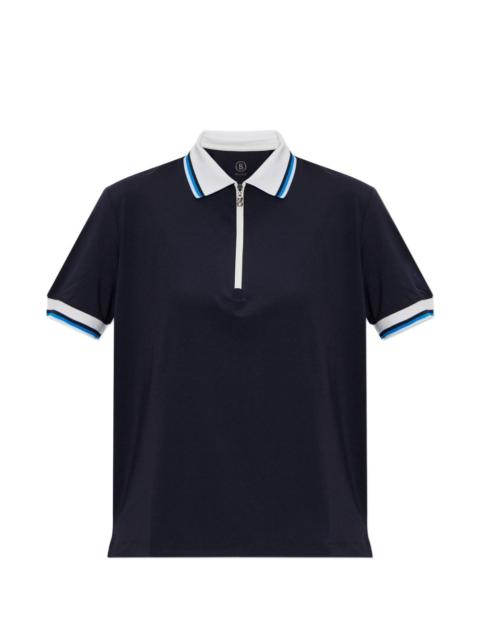 Laurina zip striped polo shirt