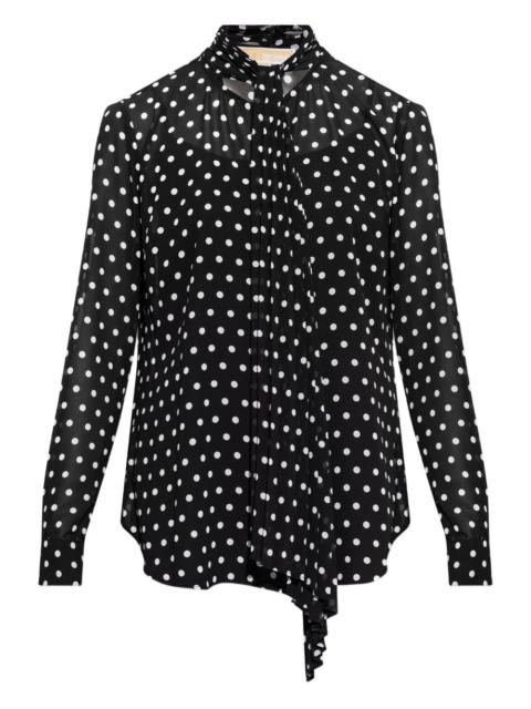 polka-dot neck-tie blouse