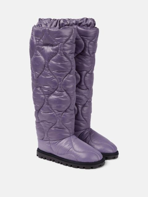 Padded knee-high nylon boots