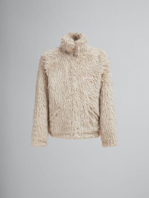 OAT SHAGGY JACKET WITH DETACHABLE HOOD
