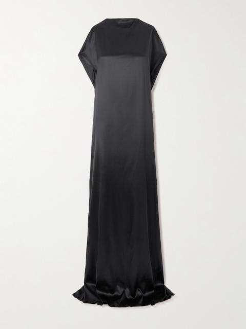 Open-back Draped Silk-blend Satin Gown