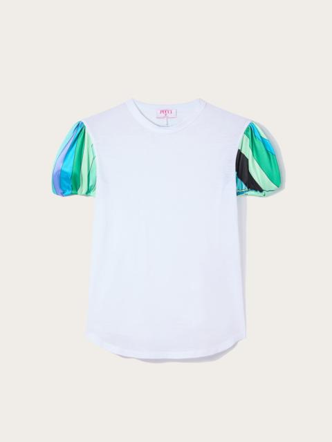 T-SHIRT WITH PRINTED PUFF SLEEVES