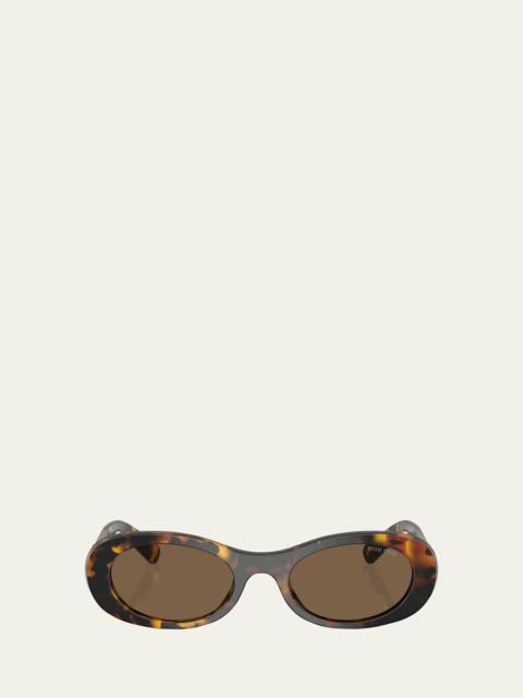 Logo Acetate Oval Sunglasses