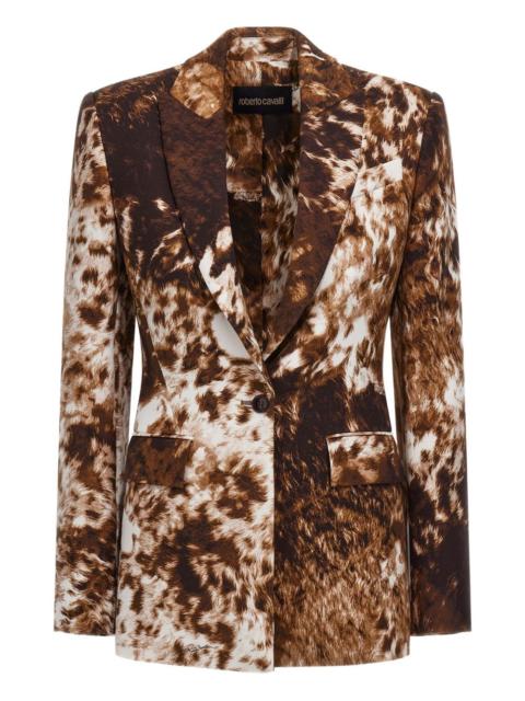 cow-print single-breasted blazer