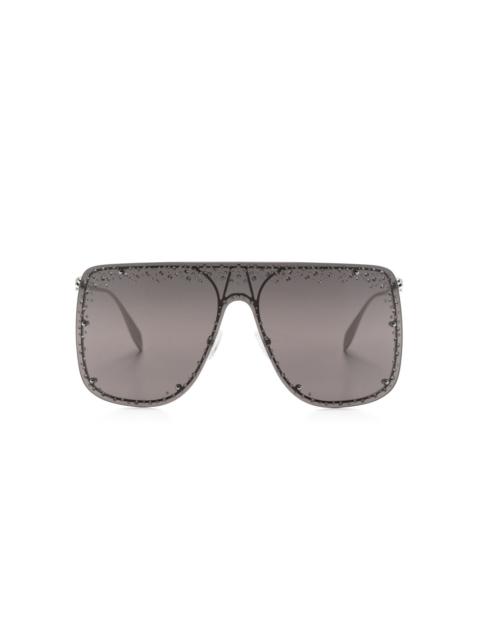 rhinestone-embellished shield-frame sunglasses