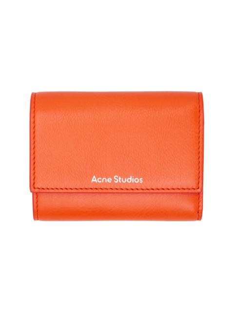Orange Trifold Leather Wallet