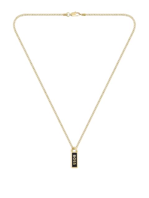 GOLD-TONE NECKLACE WITH INK-FILLED LOGO PENDANT
