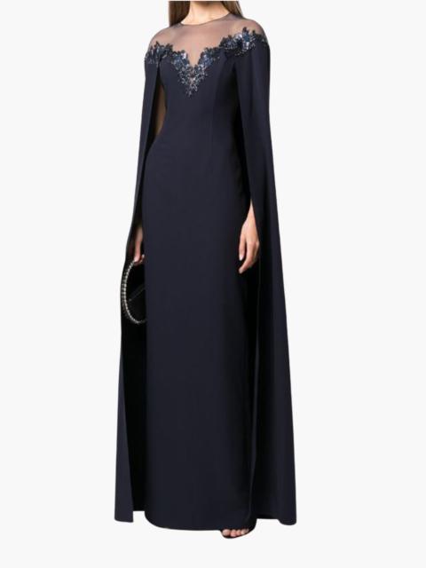 ILLUSION NECK CREPE GOWN