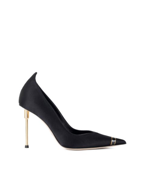 pointed-toe satin pumps