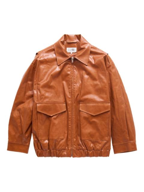 faux-leather bomber jacket