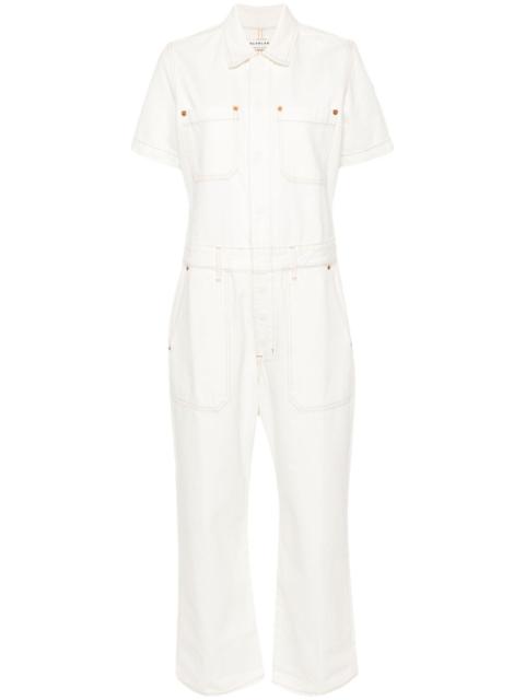 short-sleeved twill jumpsuit