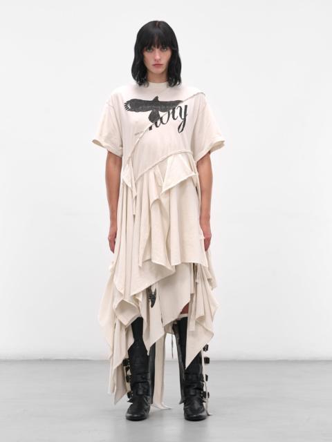 White Guusta Deconstructed Drape Dress