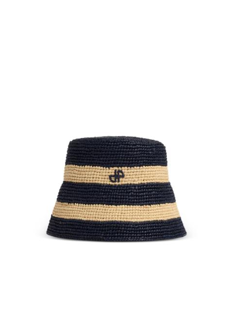 striped logo-embroidered bucket hat