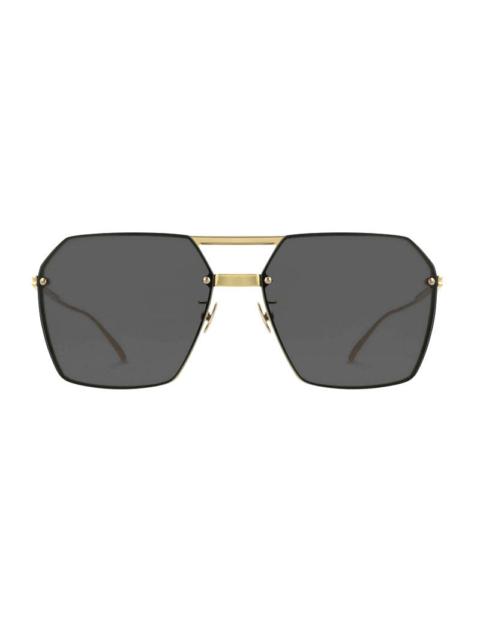 Bottega Veneta Square Full-Rim Sunglasses — Gold