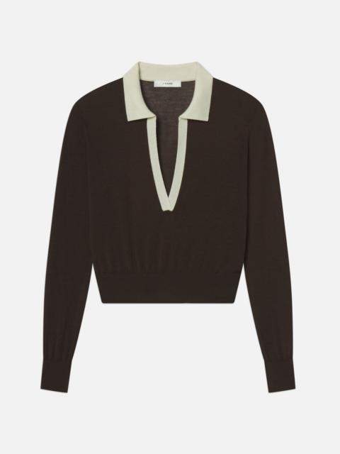 The Two Tone Polo in Coffee Multi