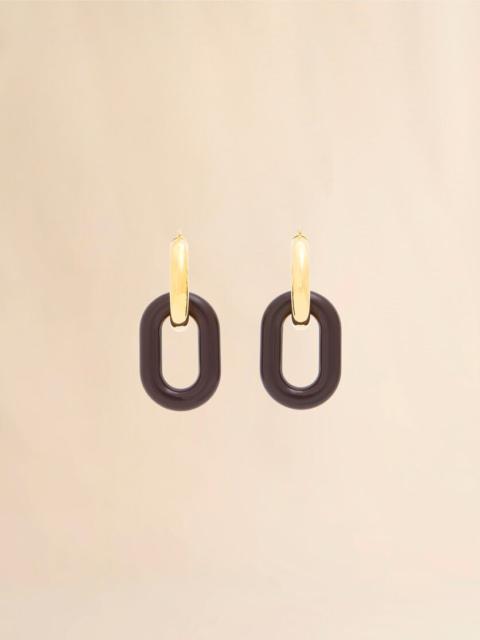 BROWN RESIN CHAIN EARRINGS