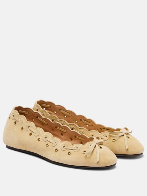 Balfy bow-detail suede ballet flats