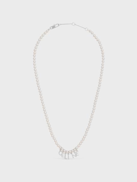 Celine Monochroms Necklace in Glass Pearls and Brass with Rhodium Finish