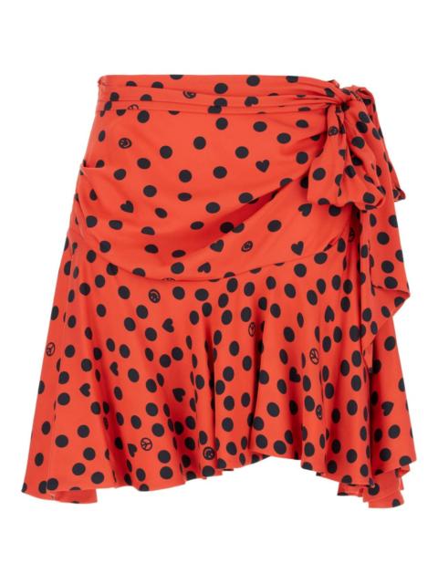 polka-dot ruffle-hem mini skirt
