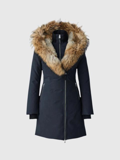 TRISH Powder Touch down coat with natural fur Signature Mackage Collar