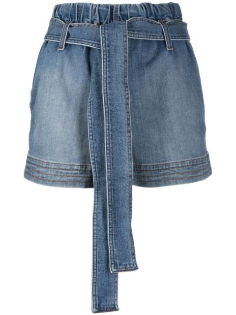 tie-waist denim shorts