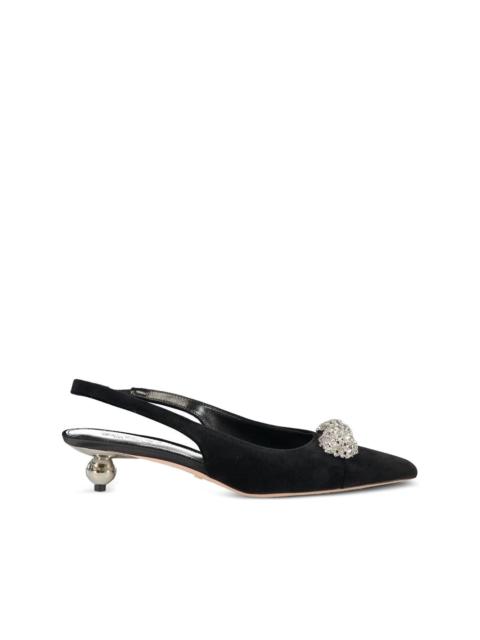 35mm crystal-embellished slingback pumps