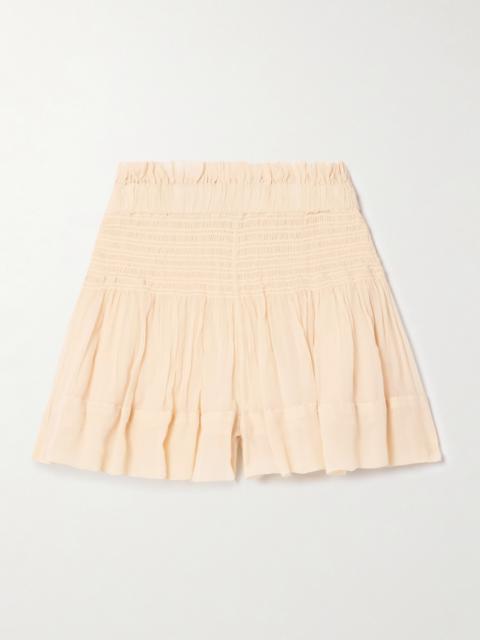 Maelly Shirred Silk-crepon Shorts