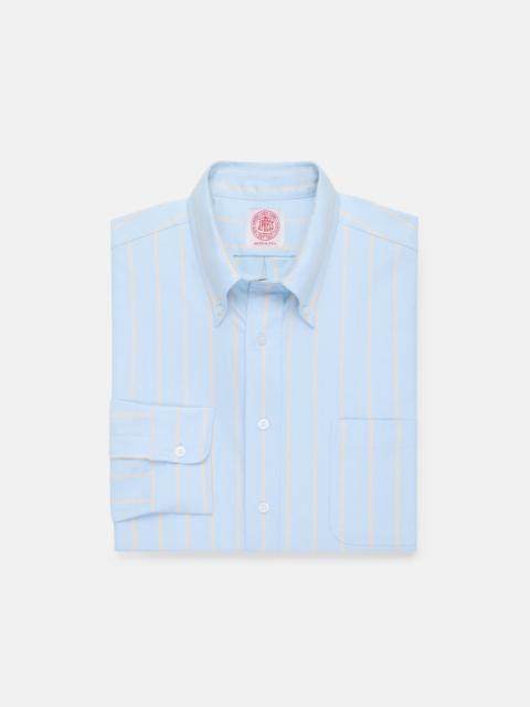 MADE-IN-USA LIGHT BLUE WITH ORANGE STRIPE OXFORD CLOTH SPORT SHIRT - CLASSIC FIT