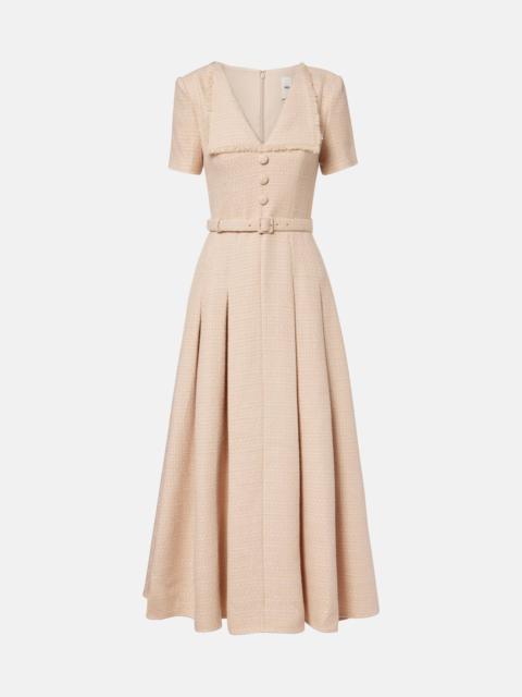 Belted bouclé maxi dress