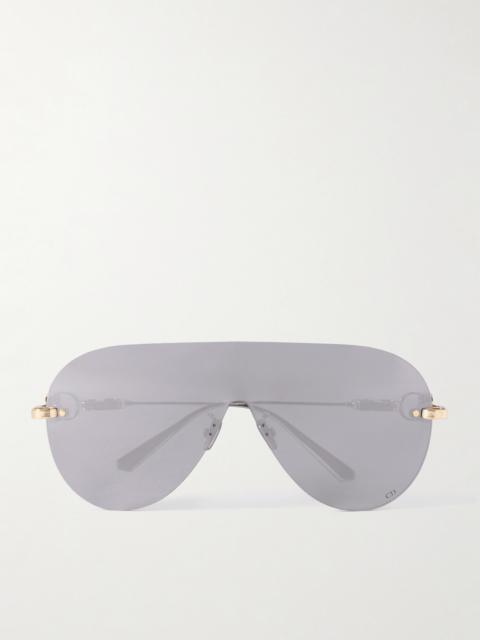 Cd Chain M2u Rimless Aviator-style Gold-tone Sunglasses