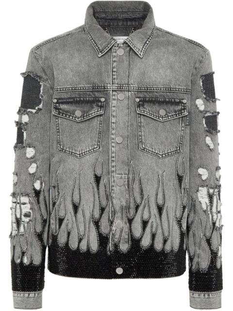 Strass Flame oversize denim jacket