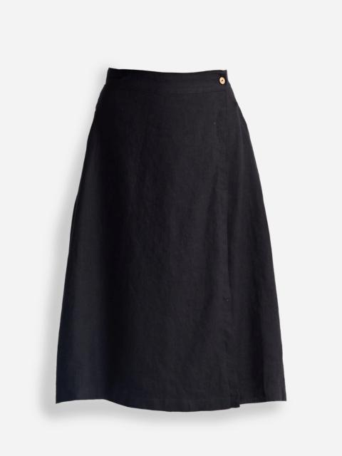 Reistor® Overlap Midi Skirt in 100% Black Hemp